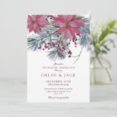 Elegant Winter Greenery Wedding Kaart (Staand voorkant)