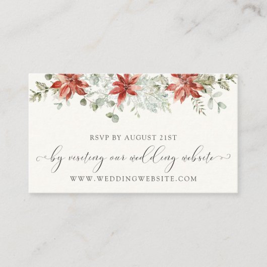 Elegant Winter Greenery Wedding RSVP Online Card Informatiekaartje (Voorkant)