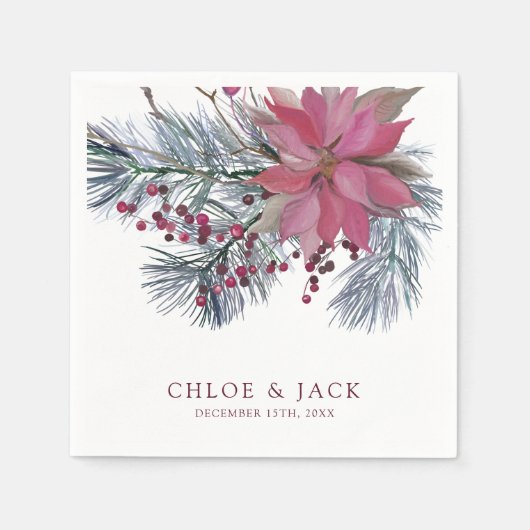 Elegant Winter Greenery Wedding Servet (Voorkant)