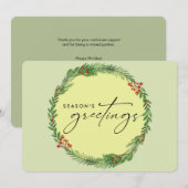 Elegant Winter Greenery Wreath Business ADD LOGO Feestdagenkaart (Voorkant / Achterkant)