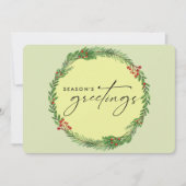 Elegant Winter Greenery Wreath Business ADD LOGO Feestdagenkaart (Voorkant)