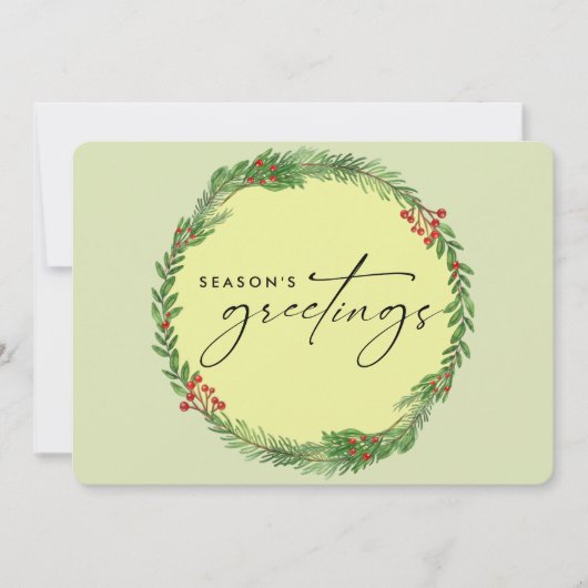 Elegant Winter Greenery Wreath Business ADD LOGO Feestdagenkaart (Voorkant)