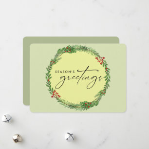 Elegant Winter Greenery Wreath Business ADD LOGO Feestdagenkaart