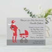 Elegant Winter Grijs en Rood Baby shower Kaart (Staand voorkant)