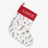 Elegant Winter Groen Botanisch Wit Grote Kerstsok (Voorkant (Hangend))