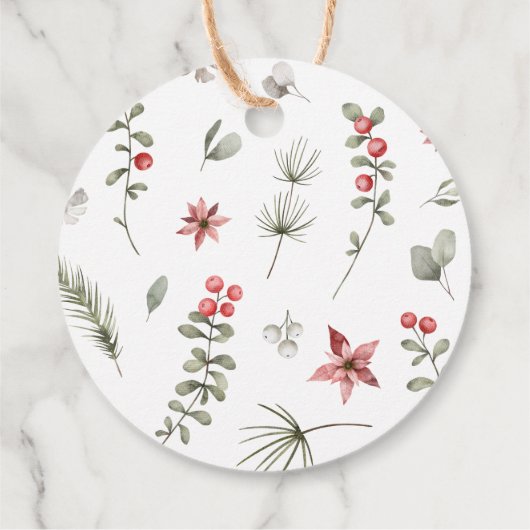 Elegant Winter Groen JOY Kerstmis Vakantie Gift Bedankjes Labels (Achterkant)