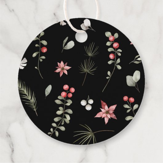 Elegant Winter Groen JOY Kerstmis Vakantie Gift Bedankjes Labels (Achterkant)