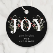 Elegant Winter Groen JOY Kerstmis Vakantie Gift Bedankjes Labels (Voorkant)