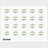 Elegant Winter Groen Vakantie Retouradres Vierkante Sticker (Vel)