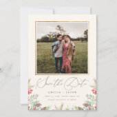 Elegant Winter groen Waterverf bruiloft foto Save The Date (Voorkant)