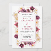 Elegant Winter Hellebore Floral Burgundy Wedding Kaart (Voorkant)