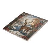 Elegant Winter Herten Winter Scène Tegeltje (Zijkant)