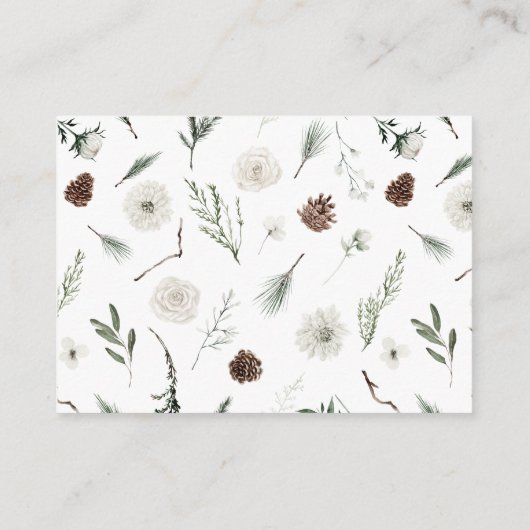 Elegant Winter Hoeveel Kusjes Bloemen Waterverf Informatiekaartje (Achterkant)