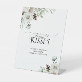 Elegant Winter Hoeveel Kusjes Bloemen Waterverf Reclamebord Met Voetstuk