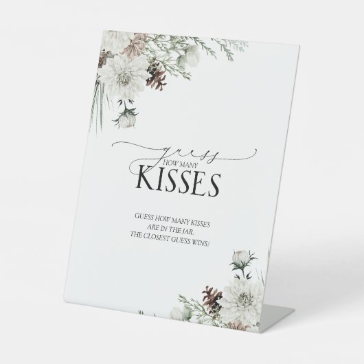 Elegant Winter Hoeveel Kusjes Bloemen Waterverf Reclamebord Met Voetstuk (Voorkant)