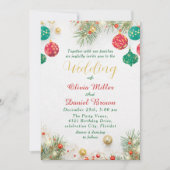 Elegant Winter holiday Christmas Wedding Kaart (Voorkant)