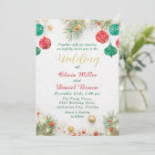 Elegant Winter holiday Christmas Wedding Kaart (Staand voorkant)
