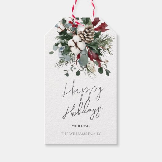 Elegant Winter Holiday Gift Tags Cadeaulabel (Voorkant)