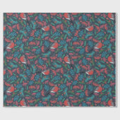 Elegant Winter Holiday Pine Boughs & Robins Cadeaupapier (Vlak)