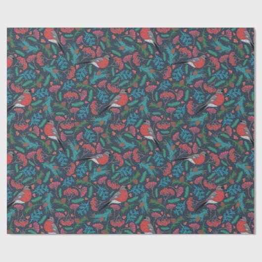Elegant Winter Holiday Pine Boughs & Robins Cadeaupapier (Vlak)