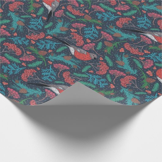 Elegant Winter Holiday Pine Boughs & Robins Cadeaupapier (Hoek)