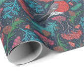 Elegant Winter Holiday Pine Boughs & Robins Cadeaupapier (Rol Hoek)