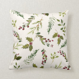 Elegant Winter Holly Berry Greenery Kerstmis Kussen