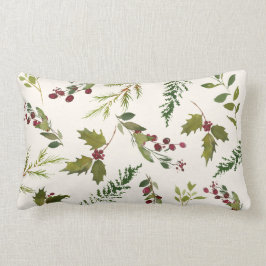 Elegant Winter Holly Berry Greenery Kerstmis Kussen