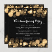 Elegant Winter Housewarming Party Gold Kaart (Voorkant / Achterkant)