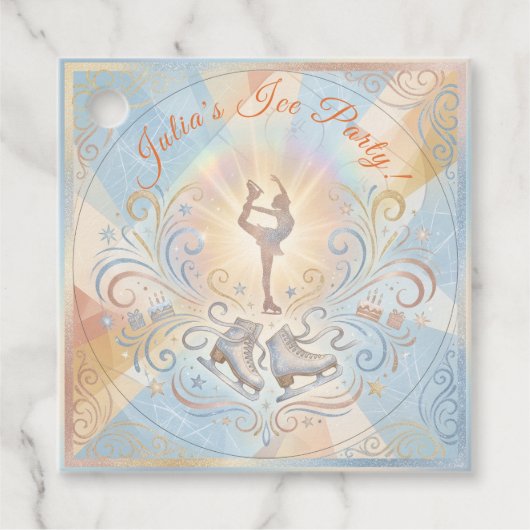 Elegant Winter Ice Skating Birthday  Bedankjes Labels (Voorkant)