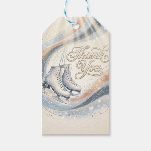 Elegant Winter Ice Skating Birthday  Cadeaulabel (Voorkant)