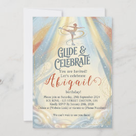 Elegant Winter Ice Skating Birthday Invitation  Kaart