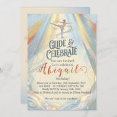 Elegant Winter Ice Skating Birthday Invitation  Kaart (Voorkant / Achterkant)