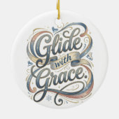 Elegant Winter Ice Skating Birthday  Keramisch Ornament (Achterkant)