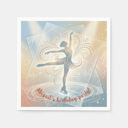 Elegant Winter Ice Skating Birthday  Servet (Voorkant)