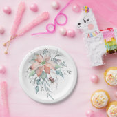 Elegant Winter Kerst Waterverf Boeket Papieren Bordje (Feest)