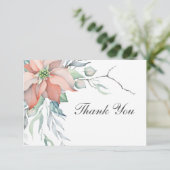 Elegant Winter Kerstfeestdag Waterverf Floral Bedankkaart (Staand voorkant)