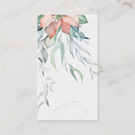 Elegant Winter Kerstfeestdag Waterverf Floral Informatiekaartje (Achterkant)