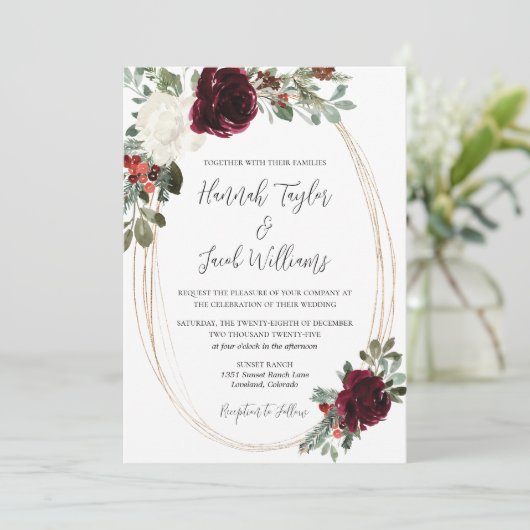 Elegant Winter Kerstfotobruiloft Kaart (Staand voorkant)