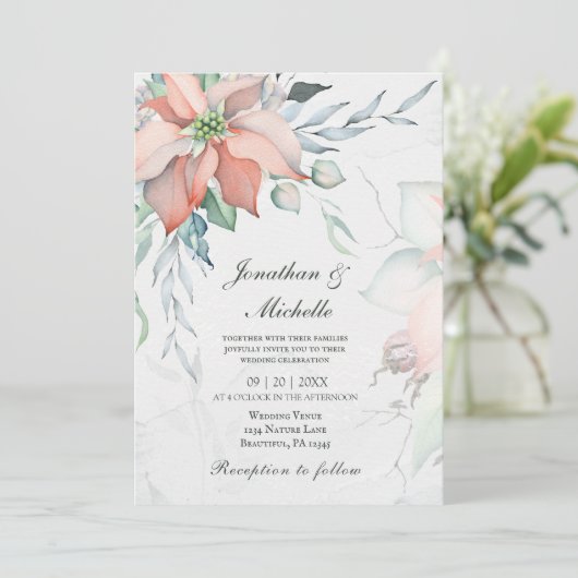 Elegant Winter Kerstmis Christelijke bruiloft Kaart (Staand voorkant)