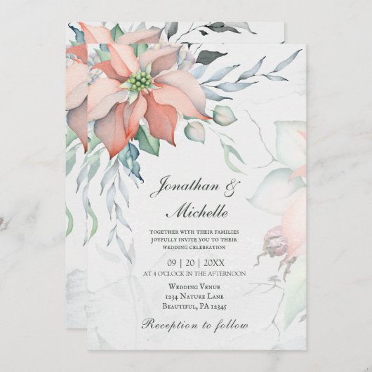 Elegant Winter Kerstmis Christelijke bruiloft Kaart (Voorkant / Achterkant)