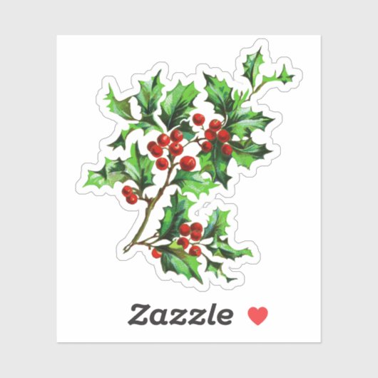 Elegant Winter Kerstmis Holly Berries Sticker (Vel)
