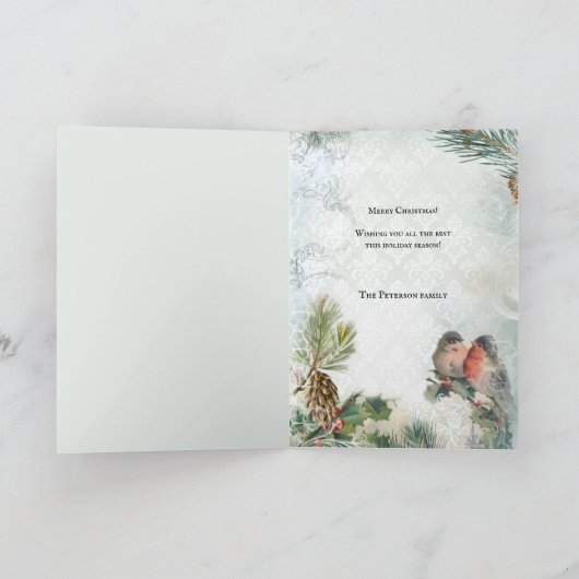 Elegant  Winter Kerstroins Feestdagen Kaart (Binnen)