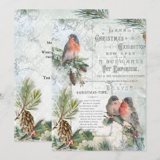 Elegant  Winter Kerstroins Feestdagenkaart (Voorkant / Achterkant)