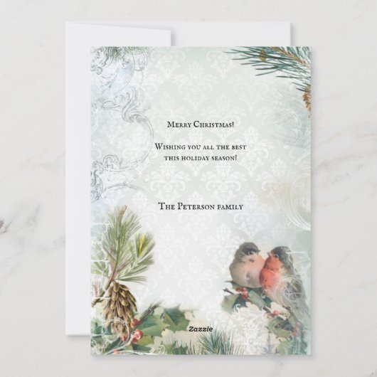 Elegant  Winter Kerstroins Feestdagenkaart (Achterkant)