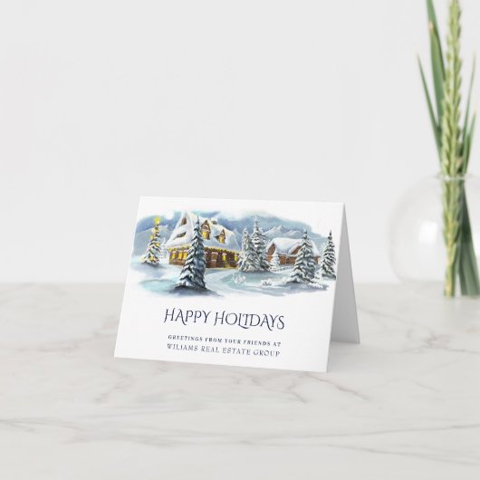 Elegant Winter Land Kerstmis Bedrijfsgroet Feestdagen Kaart (Voorkant)