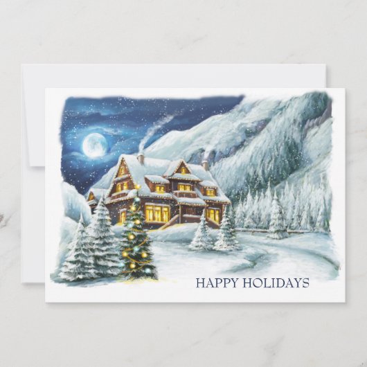 Elegant Winter Land Kerstmis Bedrijfsgroet Feestdagenkaart (Voorkant)