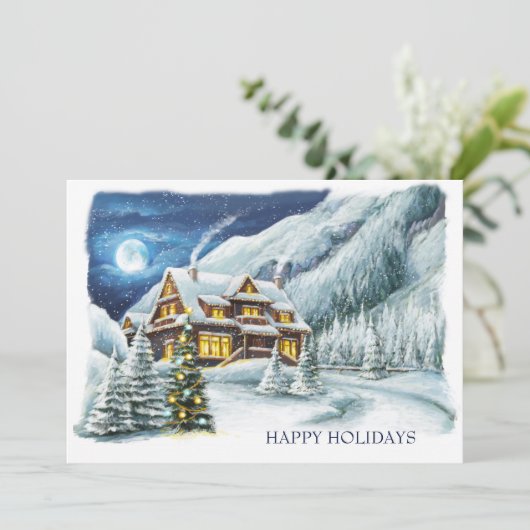 Elegant Winter Land Kerstmis Bedrijfsgroet Feestdagenkaart (Staand voorkant)