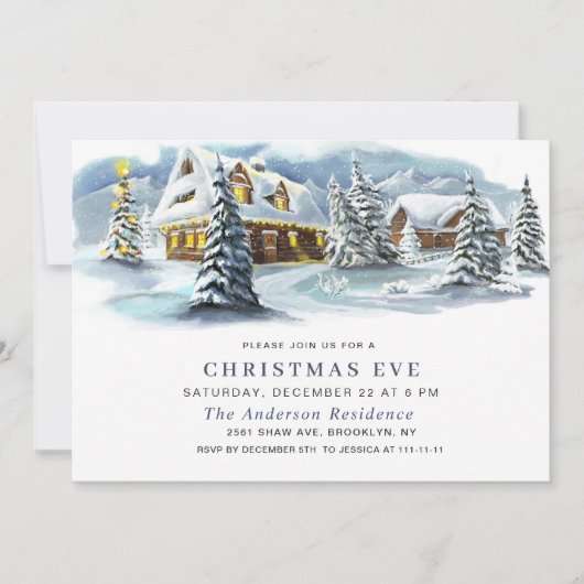 Elegant Winter Landscape Holiday CHRISTMAS EVE Kaart (Voorkant)
