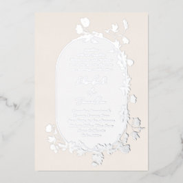 Elegant Winter Lijst Wreath Floral Silver Folie Uitnodiging